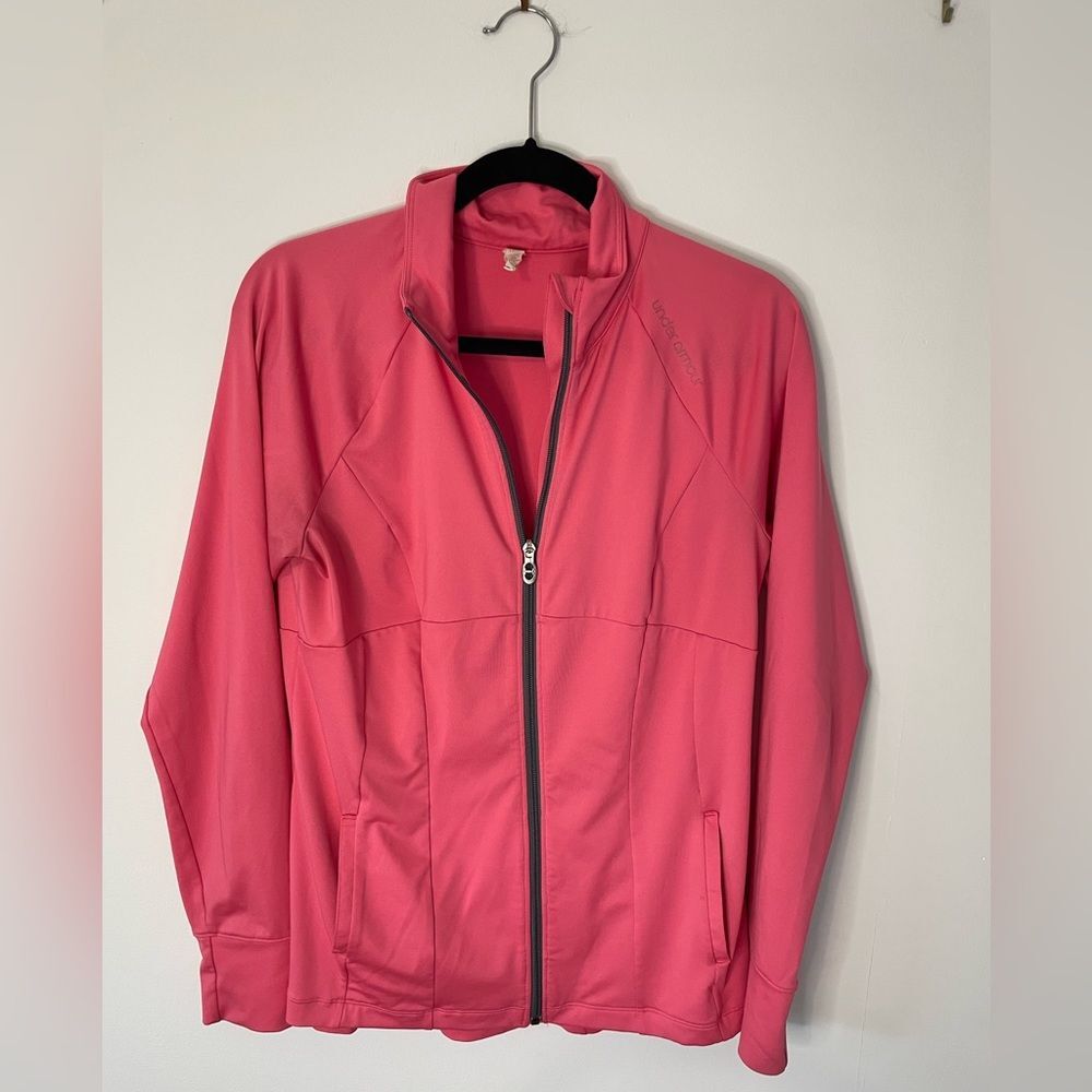 Under Armour ladies watermelon pink full zipper jacket size large
